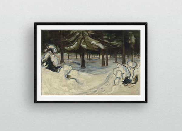 Bilde av maleriet "Vinter i skogen", Edvard Munch, 1899