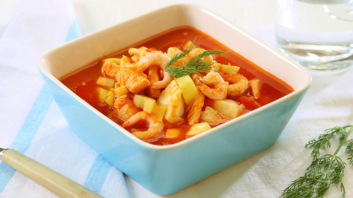 Fisk- og skalldyrsuppe med safran