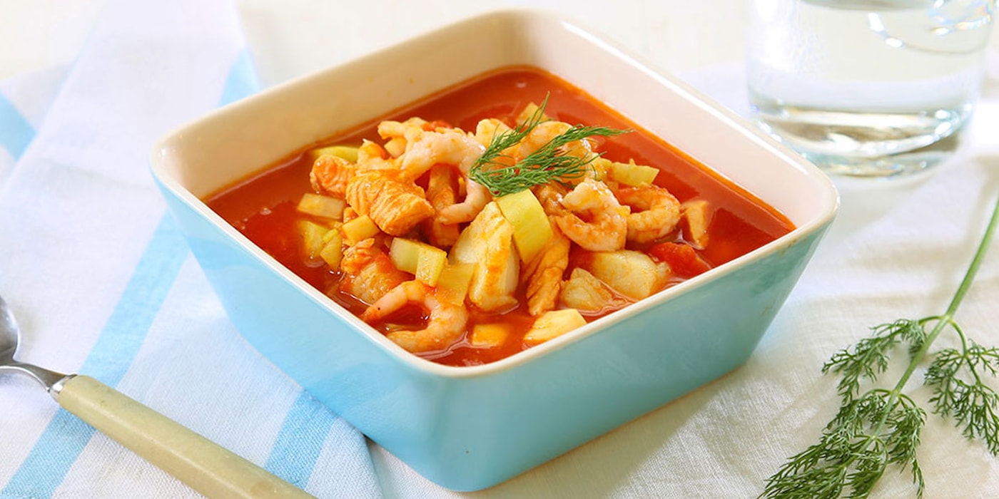 Fisk- og skalldyrsuppe med safran