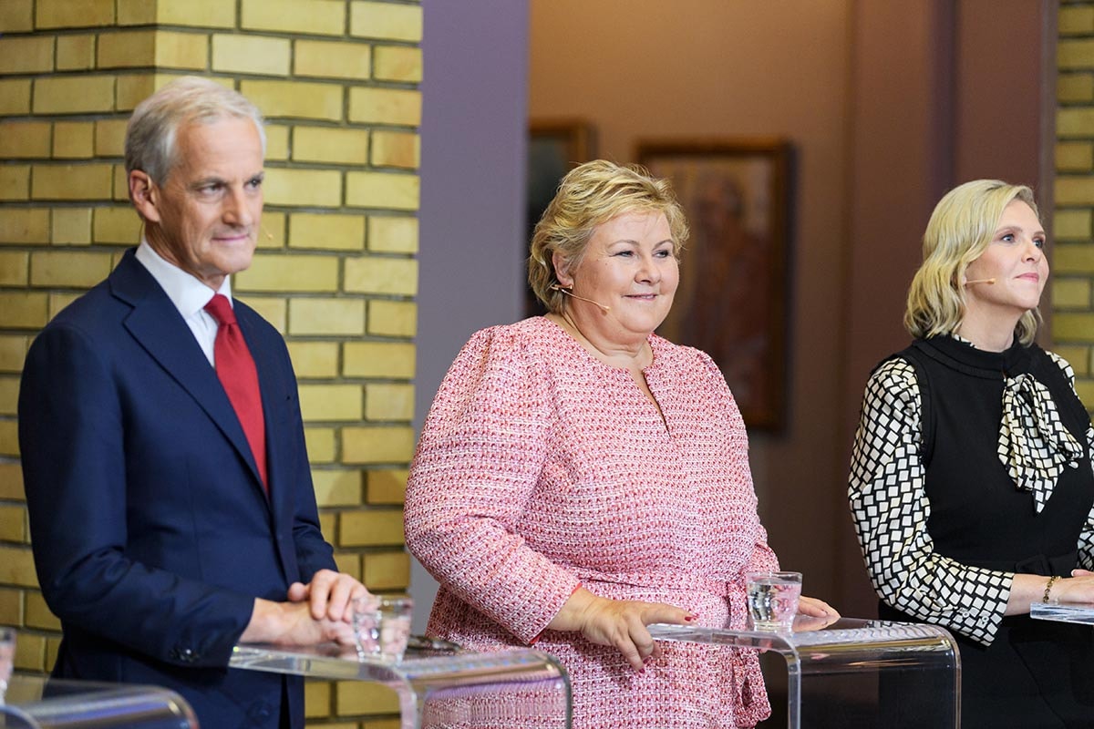 Partilederdebatt på stortinget. Jonas Gahr Støre (Ap), Erna Solberg (H) og Sylvi Listhaug (Frp). 