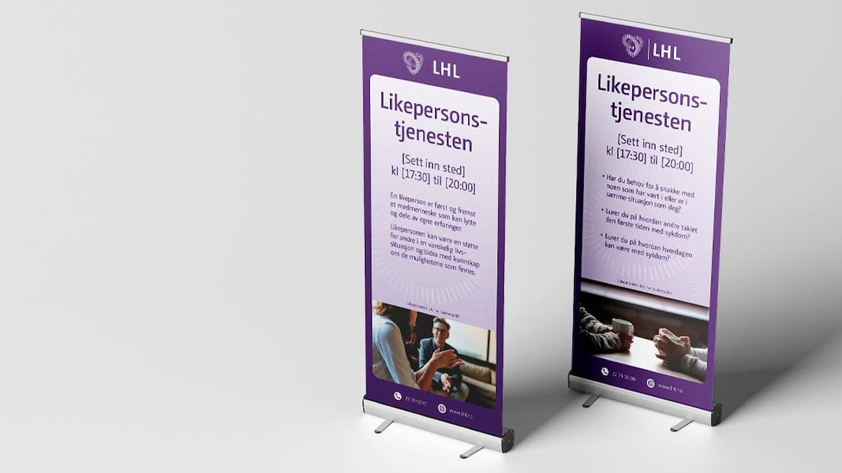 Bilde av de to variantene av rollup til likepersontjenesten