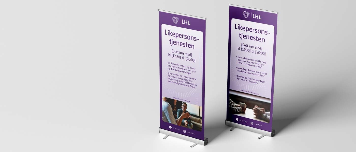 Bilde av de to variantene av rollup til likepersontjenesten