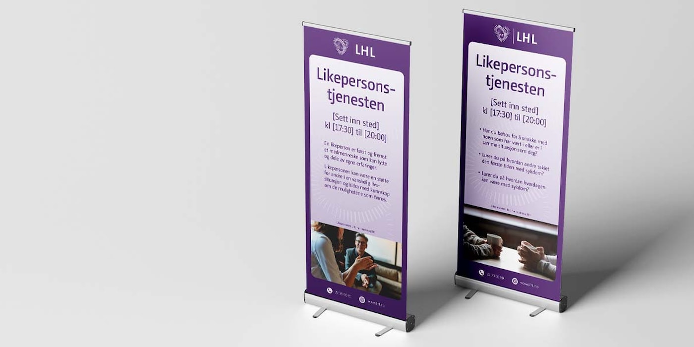 Bilde av de to variantene av rollup til likepersontjenesten