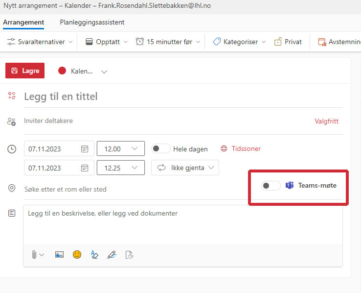 Lage møte i Outlook