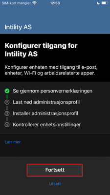 Bilde av steg for installering av Firmaportal for Intune, IOS