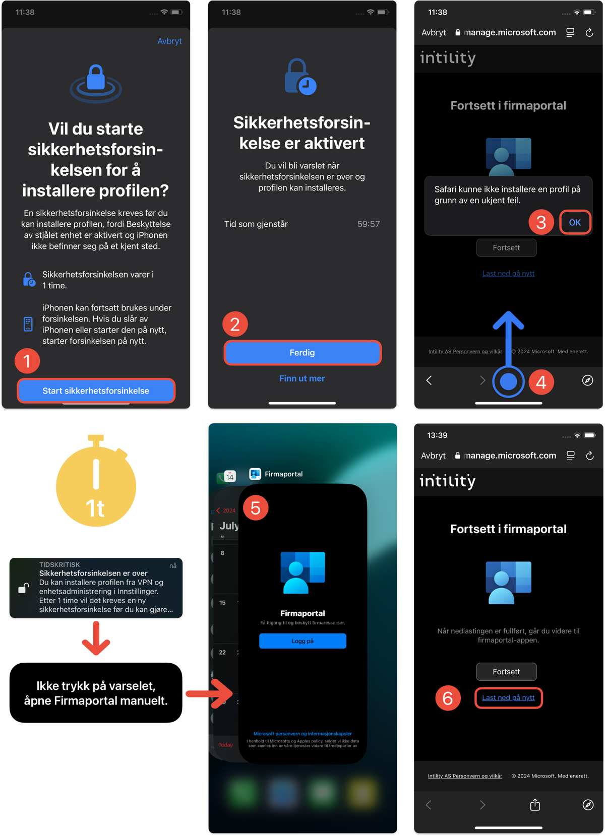 Bilde av steg for installering av Firmaportal for Intune, IOS
