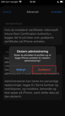 Bilde av steg for installering av Firmaportal for Intune, IOS