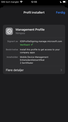 Bilde av steg for installering av Firmaportal for Intune, IOS