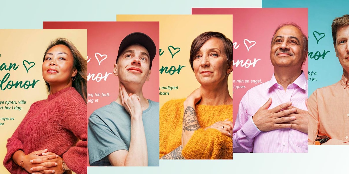 5 plakater med organdonasjonshistorier