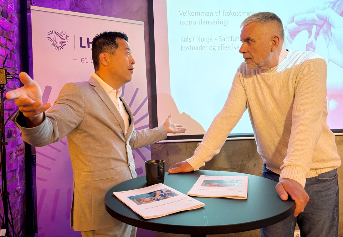 Magne Wang Fredriksen (generalsekretær, LHL) og Jan Frode Hagstrøm (kolspasient)