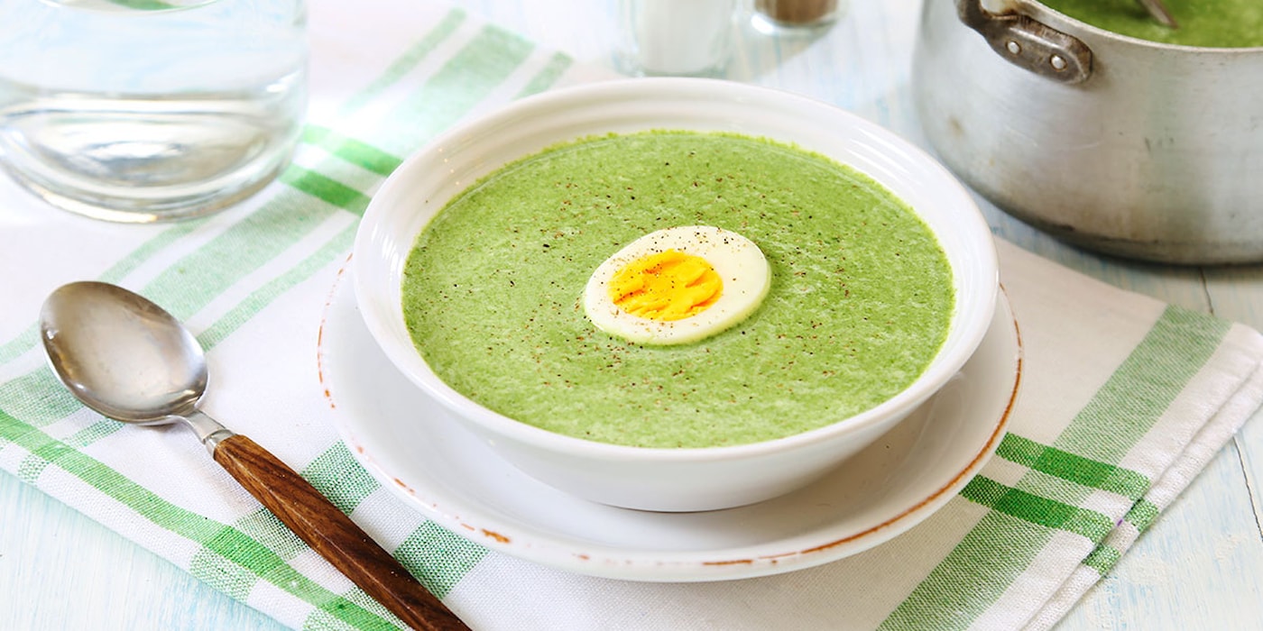 Spinatsuppe med egg