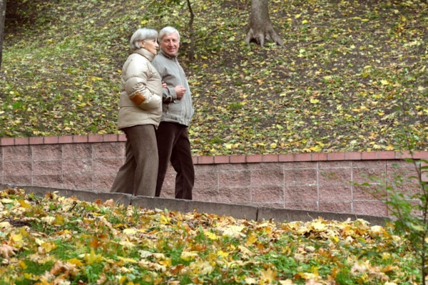 Voksent par på tur i parken