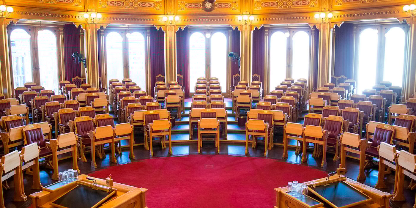 Stortingssalen sett fra presidentskapspodiet