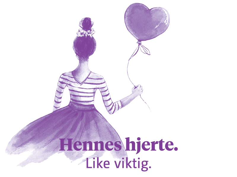 Illustrasjon av ung dame som holder ballong.