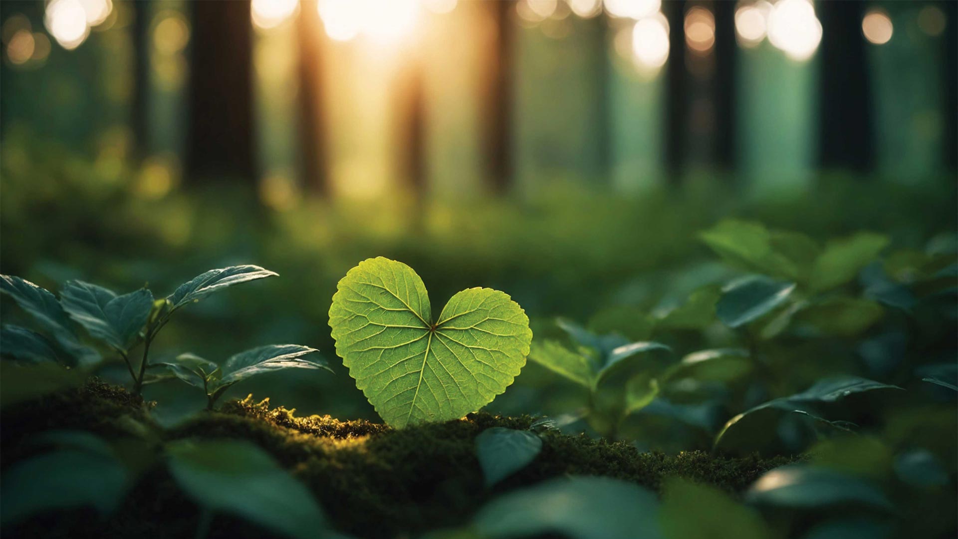 Blad på skogbunnen formet som et hjerte